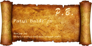 Patyi Balázs névjegykártya